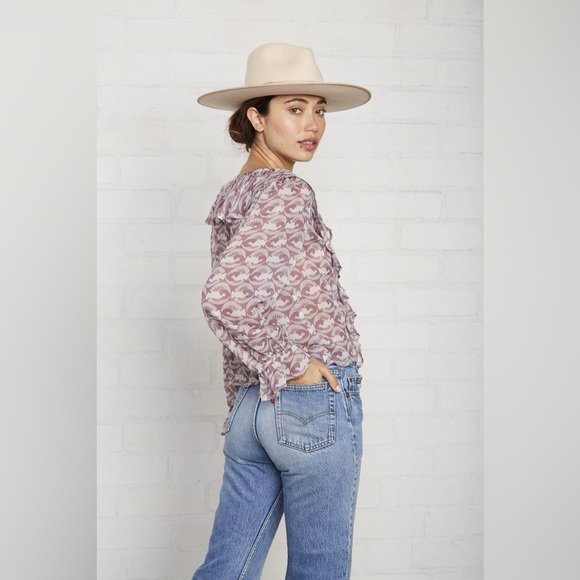 Rachell Pally Chiffon Eros Dove Print Top NEW - Picture 3 of 6